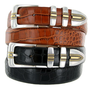 Carmelo Genuine Full-Grain Cowhide Leather Designer Golf Dress Belt 1-1/8"(30mm) Wide