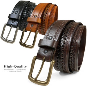 2283 Western Basketweave Hand-Woven Braided Genuine Full Grain Leather Belt 1-1/2"(38mm) Wide