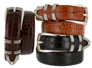Menlo Genuine Full-Grain Cowhide Leather Designer Golf Dress Belt 1-1/8"(30mm) Wide