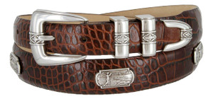 Palm Springs Golf Genuine Full-Grain Cowhide Leather Designer Dress Conchos Belt