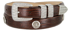 HiltonHead Classic Genuine Full-Grain Cowhide Leather Designer Dress Conchos Belt