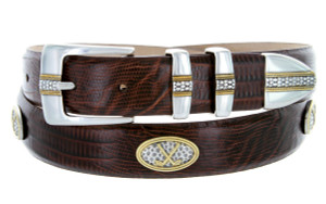 Towne Genuine Full-Grain Cowhide Leather Designer Dress Golf Conchos Belt 1-1/8"(30mm) Wide