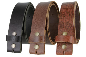HC005 Genuine Full Grain Leather Belt Strap with Snaps on 1-1/2"(38mm) Wide Made in U.S.A