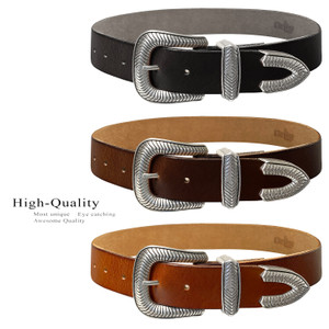 Randy Western Antique Engraved Buckle Genuine Full Grain Leather Casual Jean Belt 1-1/2"(38mm) Wide