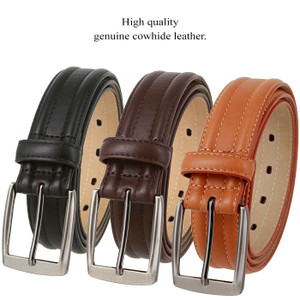 3515123 Classic Buckle Genuine Leather Smooth Casual Dress Belt 1-3/8"(35mm) Wide