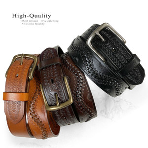 2286 Western Hand-Woven Braided Genuine Full Grain Leather Belt 1-1/2"(38mm) Wide