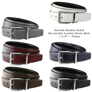 Reversible Belt Genuine Leather Dress Casual Belt 1-1/8"(30mm) Wide