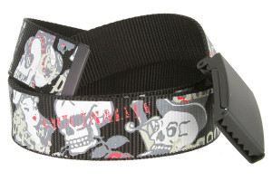 Canvas Military Web Punk Belt Black With Bottle Opener Metal Buckle 1-1/2"(38mm) Wide