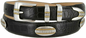 St. Andrews Gold Genuine Full-Grain Cowhide Leather Designer Dress Conchos Belt