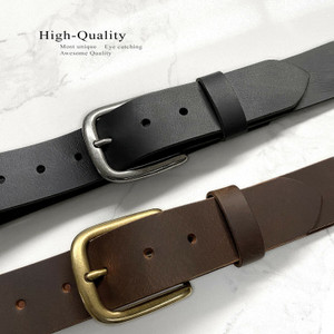 Classic Casual Buckle Belt Genuine Full Grain Leather Casual Jean Belt 1-1/2"(38mm) Wide