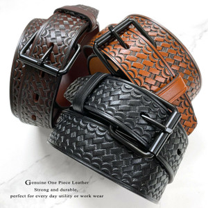Nickel Roller Buckle Uniform Work Belt Basketweave One Piece Full