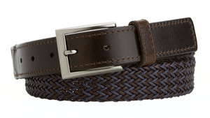 Lejon Made in USA Belt Men's Casual Woven Braided Polyester Leather Belt 1-1/4"(32mm) Wide