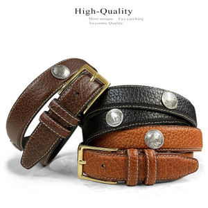 Men's Conchos Belt Genuine Leather Casual Dress Belt 1-1/8"(30mm) Wide