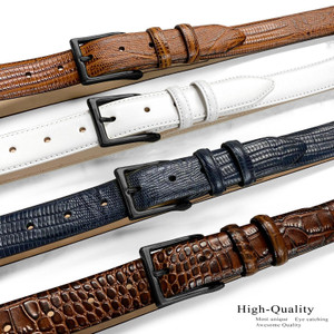 Gold Adam Solid Brass Buckle Genuine Full-Grain Cowhide Leather