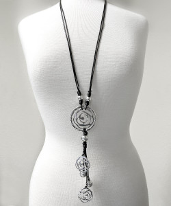 Long Leather Necklace Pendant Nickel free Fashion Women Art Craft 55211