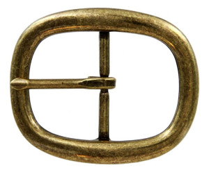 JT6393 OEB Antique Vintage Oval Center Bar Belt Buckle Fits 1-1/2"(38mm) Belt (Antique Brass)