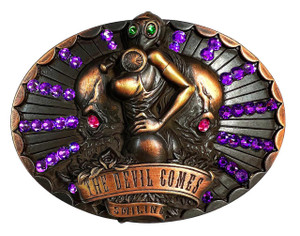 The Devil Comes Smiling Buckle Antique Engraved Unique Buckle