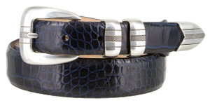 Valmere Silver Genuine Full-Grain Cowhide Leather Designer Dress Belt (24/29) Taper