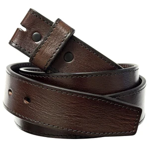 Prieme Edge Stitched Brown Strap Genuine Full Grain Leather Belt Strap 1-1/2"(38mm) Wide