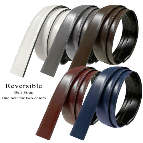 Reversible Belt Strap Replacement Genuine Leather Dress Belt Strap, 1-3/8"(35mm) Wide