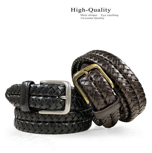 20150 Braided Belt Genuine Leather Braided Woven Casual Dress Belt 1-1/4"(32mm) Wide