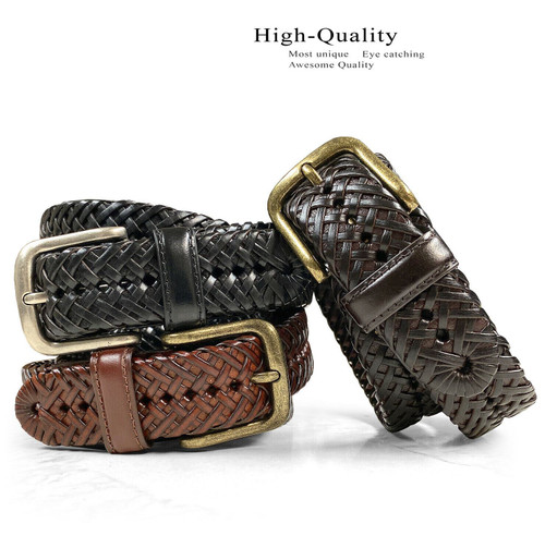 mens braided leather belts made in usa