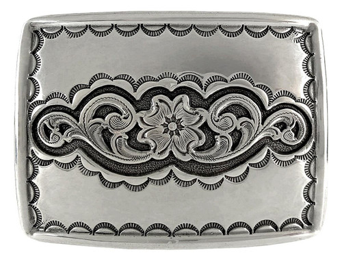 H8140 Western Floral Design Antique Silver Western Belt Buckle