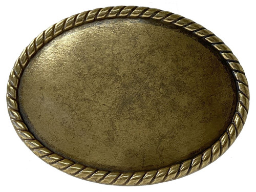 Rope Edge Engrave Buckle Oval Blank Plain Buckle Fits 1-1/2"(38mm) Belt Strap-Antique Brass