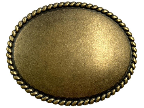 Rope Edge Engrave Buckle Oval Blank Plain Buckle Fits 1-1/2" (38mm) Belt Strap-Antique Brass