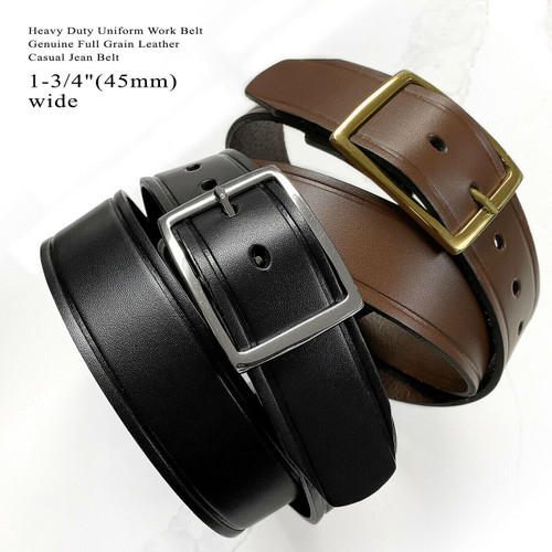 Heavy Duty Uniform Work Belt Genuine Full Grain Leather Belt 1-3/4" (45mm) wide