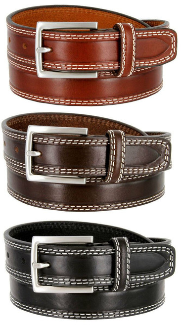 S074-30 Made in Italy Belts Genuine Leather Casual Dress Belt 1-1/8"(30mm) Wide Belt