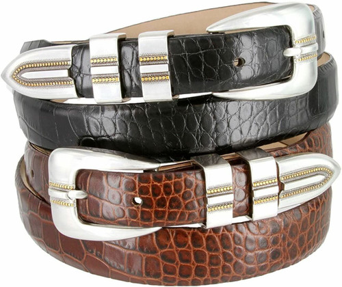 Colorado Silver Genuine Leather Italian Calfskin Designer Dress Belt 