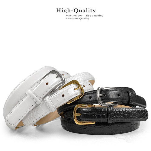 Tanpie Women Leather Belt Designer Gold Round Buckle Ladies Dress Casual  Belts Black X-Small at  Women's Clothing store