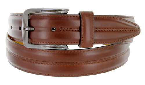 Mens Belt Made in USA Center Club Full Grain Genuine Leather Dress Belt 1-3/8"(35mm) Wide
