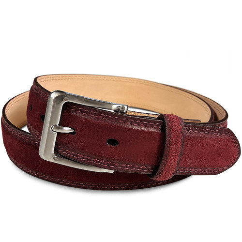 Men's Genuine Leather Casual Dress Belt - Made In USA, 1 1/4" Wide, Interchangeable Buckle (Black, Size 38)