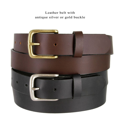 BS1050-32 Genuine Full Grain Leather Belt Strap with Snaps on 1-1