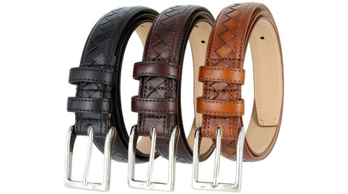 Arden Diamond Pattern Genuine Leather Professional Dress Belt 1-1/8"(30mm) Wide