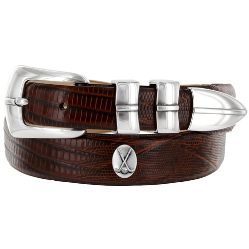 Calderic Silver Genuine Full-Grain Cowhide Leather Designer Golf Dress Belt (24/29) Taper
