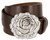 Antique Silver Engraved Rose Buckle Genuine Full Grain Leather Casual Jean Belt 1-1/2"(38mm) Wide