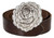 Antique Silver Engraved Rose Buckle Genuine Full Grain Leather Casual Jean Belt 1-1/2"(38mm) Wide