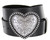 Antique Silver Engraved Heart Buckle Genuine Full Grain Leather Casual Jean Belt 1-1/2"(38mm) Wide