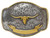 HA0435 Antique Gold Longhorn Steer Engraved Western Rope Belt Buckle