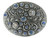 Rhinestone Crystal Belt Buckle Antique Oval Floral Engraved Buckle - Silver-Light Sapphi
