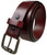 Classic Roller Buckle Burgundy Belt Genuine Full Grain Leather Casual Jean Belt 1-1/2"(38mm) Wide