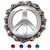 Rhinestone Unique Buckle Antique Peace Sign Skull Engraved Belt Buckle