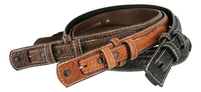 RB2015 Genuine Leather Western Bison Ranger Belt Strap 1-3/8"(35mm) Taper to 3/4"(19mm) Wide