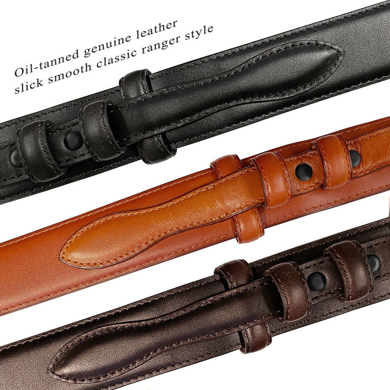 5547500 Oil-Tanned Genuine Leather Ranger Belt Strap 1-3/8"(35mm) Taper to 3/4"(19mm) Wide