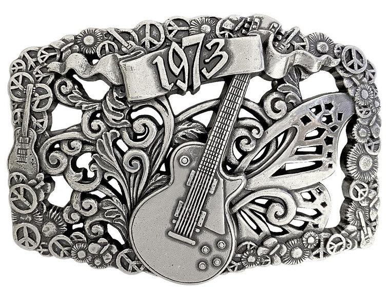 Unique Buckle 1973 Guitar Antique Engraved Buckle Fits 1-1/2"(38mm) Wide Belt