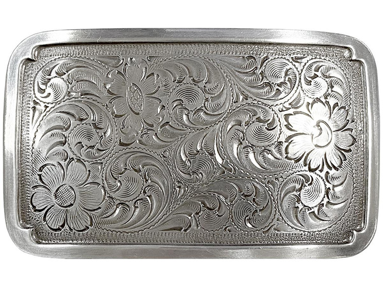 Antique Silver Western Floral Scroll Engraved Belt Buckle Fits 1-1/2"(38mm) Belt Strap