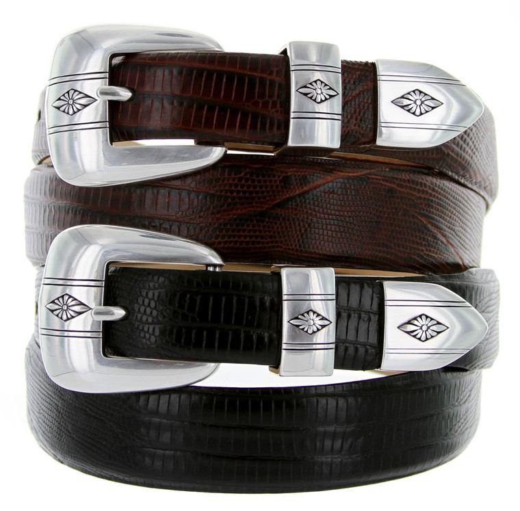 Silver Diamond Genuine Full-Grain Cowhide Leather Designer Golf Dress Belt